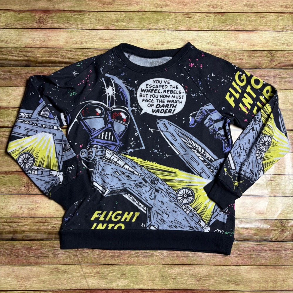 Star Wars Darth Vader Flight Into Fear All Over Print Crewneck Sweatshirt L